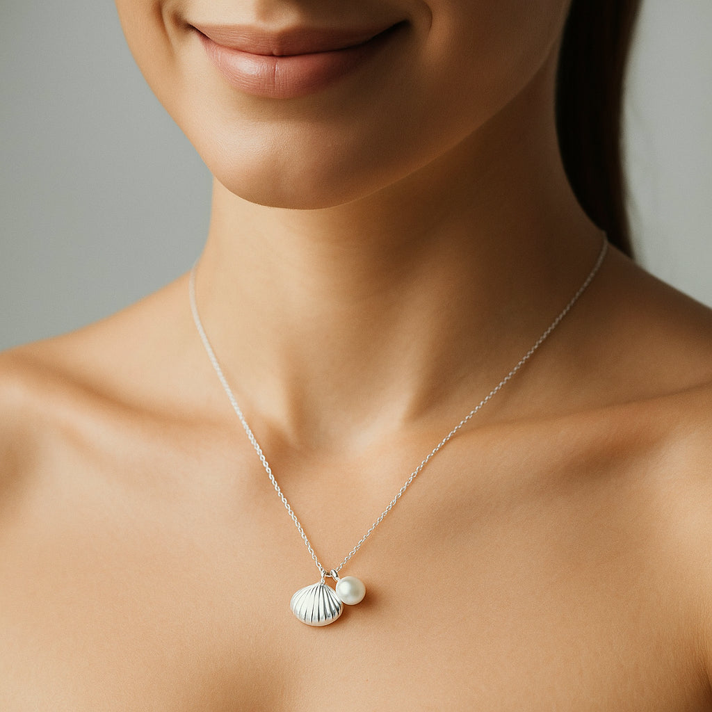 Collar Concha Esmaltada Perla