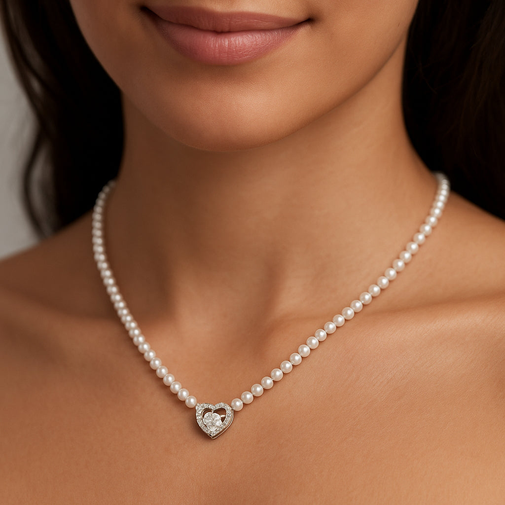 Collar Madre Perla Corazón Circones