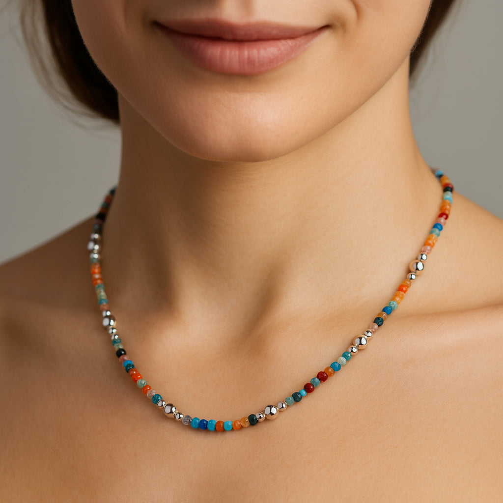 Collar Esferas Cristales Multicolor