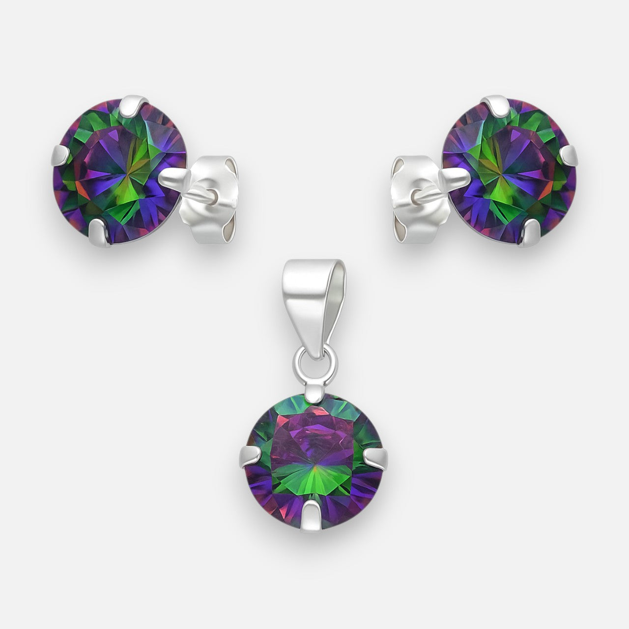 Conjunto Circón Topacio Místico 8 mm