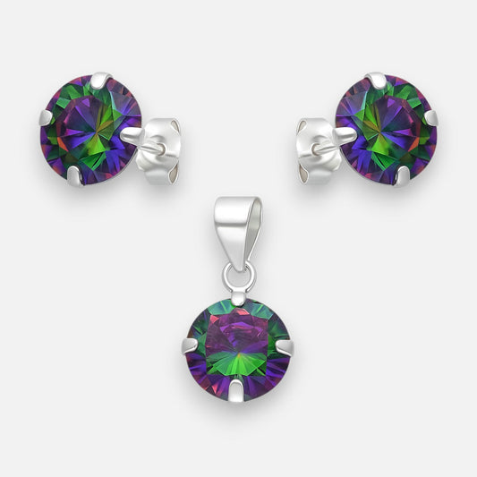 Conjunto Circón Topacio Místico 8 mm
