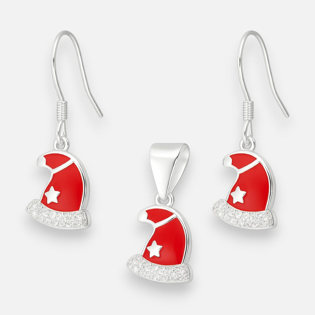 Conjunto Gorro de Navidad Esmaltado Circones