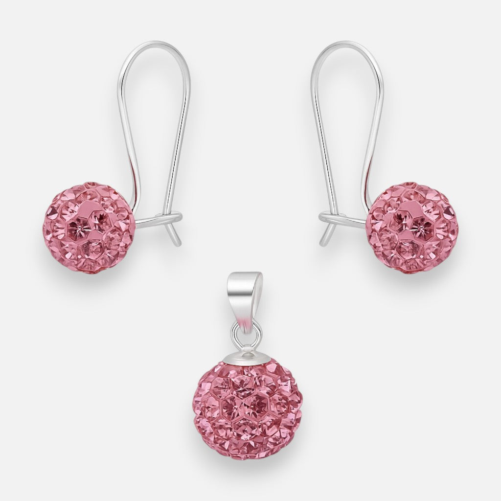 Conjunto Esfera Cristales Rosado