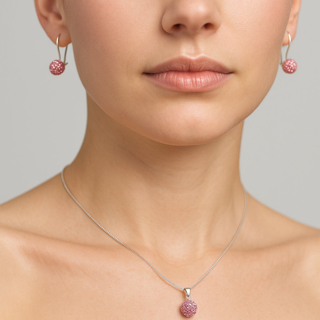 Conjunto Esfera Cristales Rosado