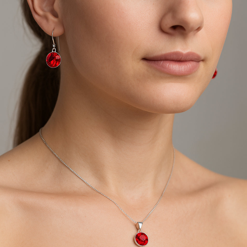 Conjunto Hecho con Cristal Swarovski® Rojo 8 mm