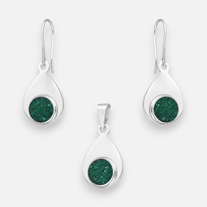 Conjunto Gota Piedra Picada Verde