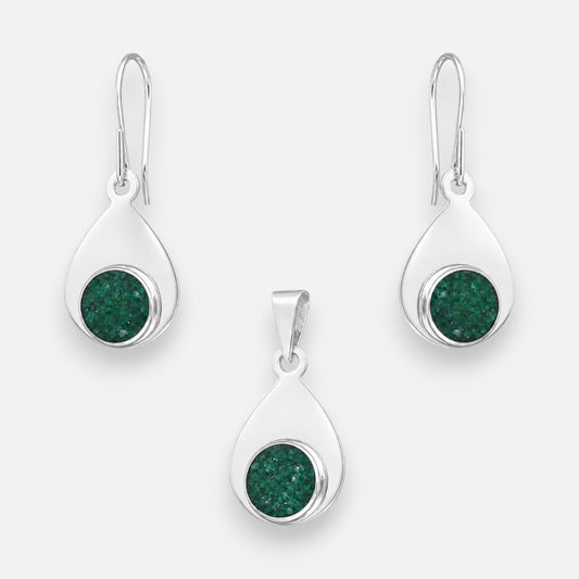 Conjunto Gota Piedra Picada Verde