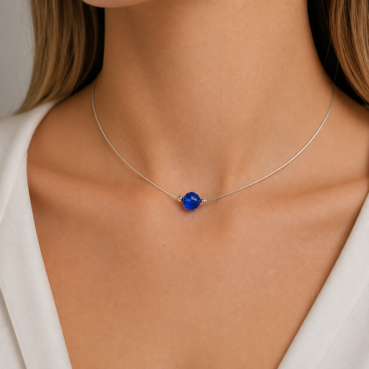 Collar Fantasma Esfera Hecho con Cristal Swarovski® Azul