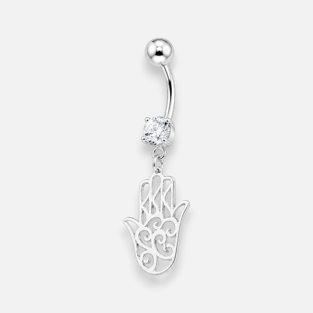 Piercing Ombligo Mano de Fátima Circón