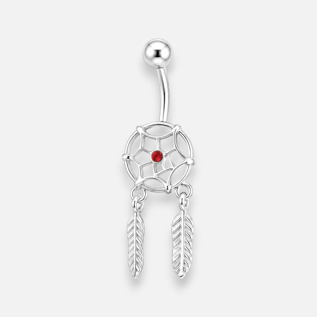 Piercing Ombligo Atrapasueños Circón Rubí