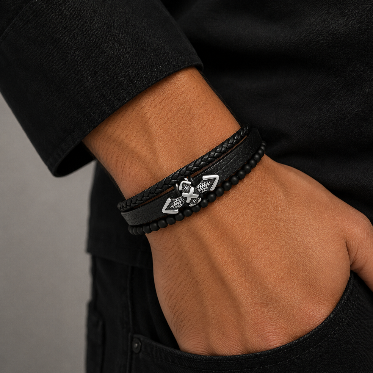 Pulsera Acero Quirúrgico Trenzada Cruz