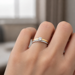 Anillo Circón Solitario con Oro S014 18