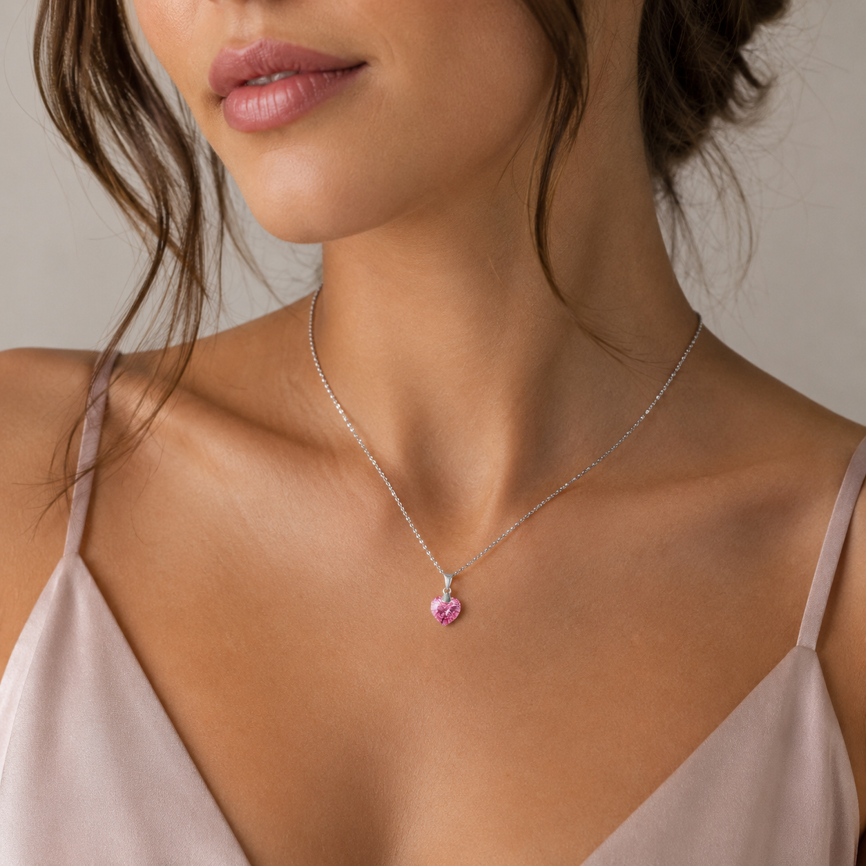 Collar Corazón Hecho con Cristal Swarovski® Rosado