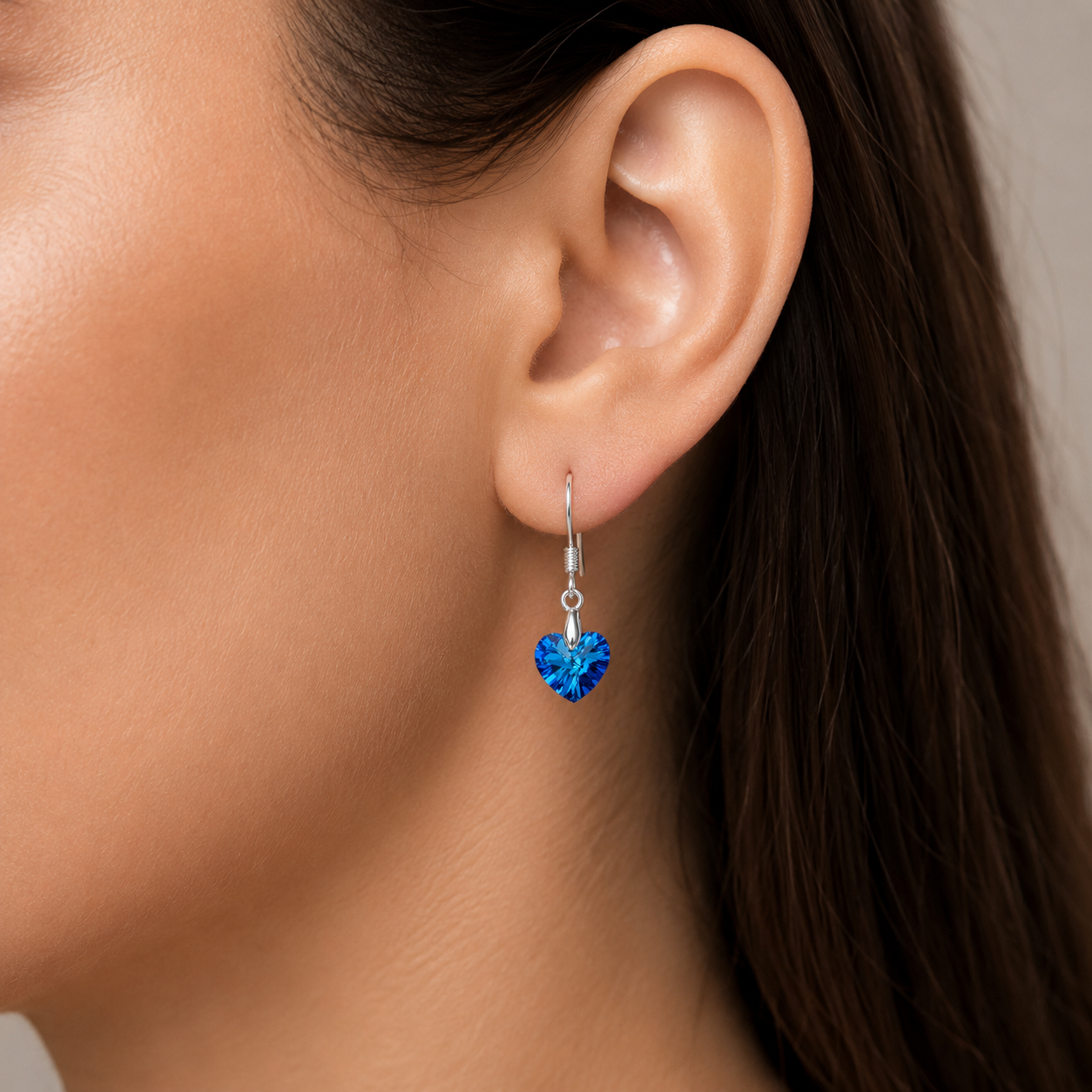 Aro Corazón Cristal Hecho con Swarovski® Azul