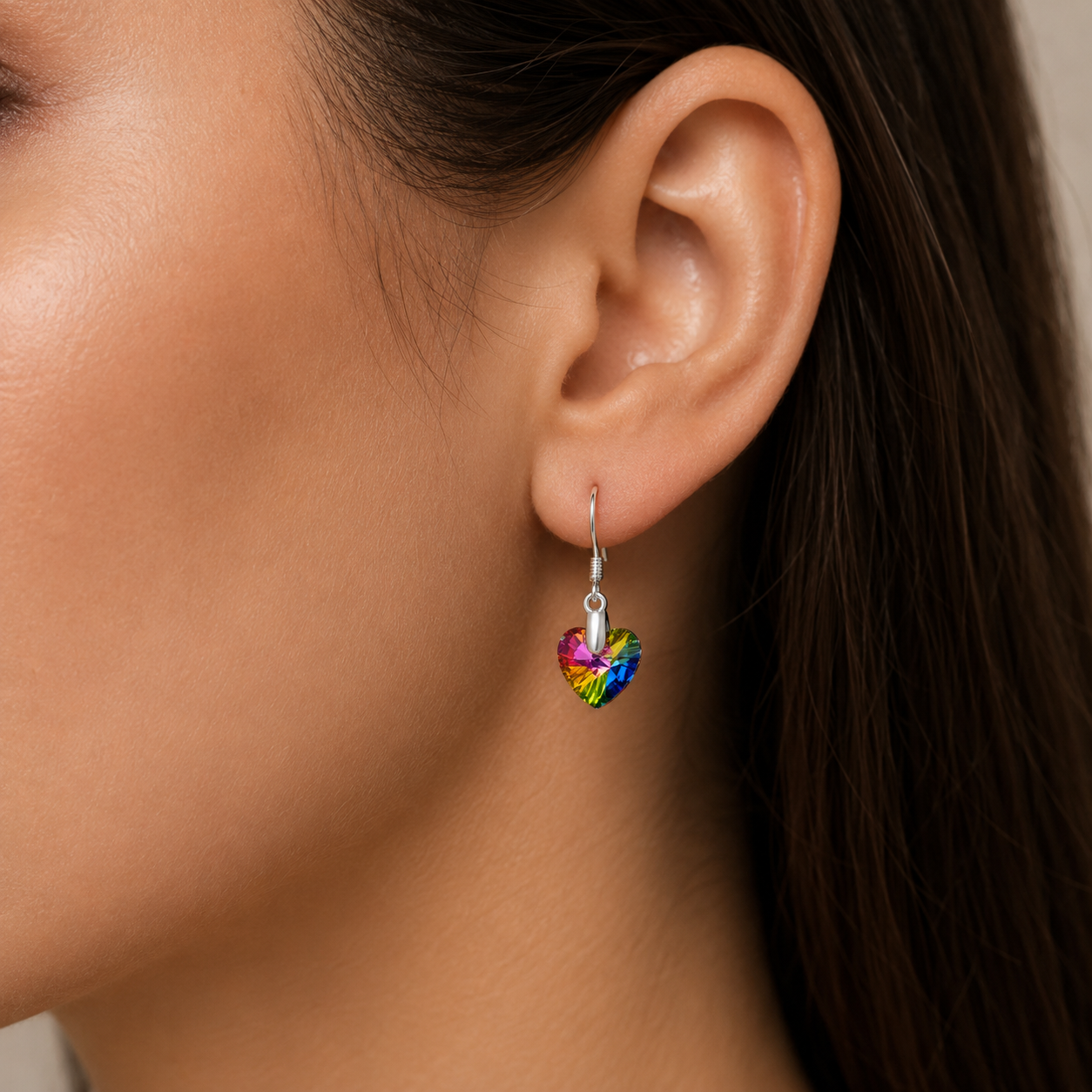 Aro Corazón Cristal Hecho con Swarovski® Tornasol
