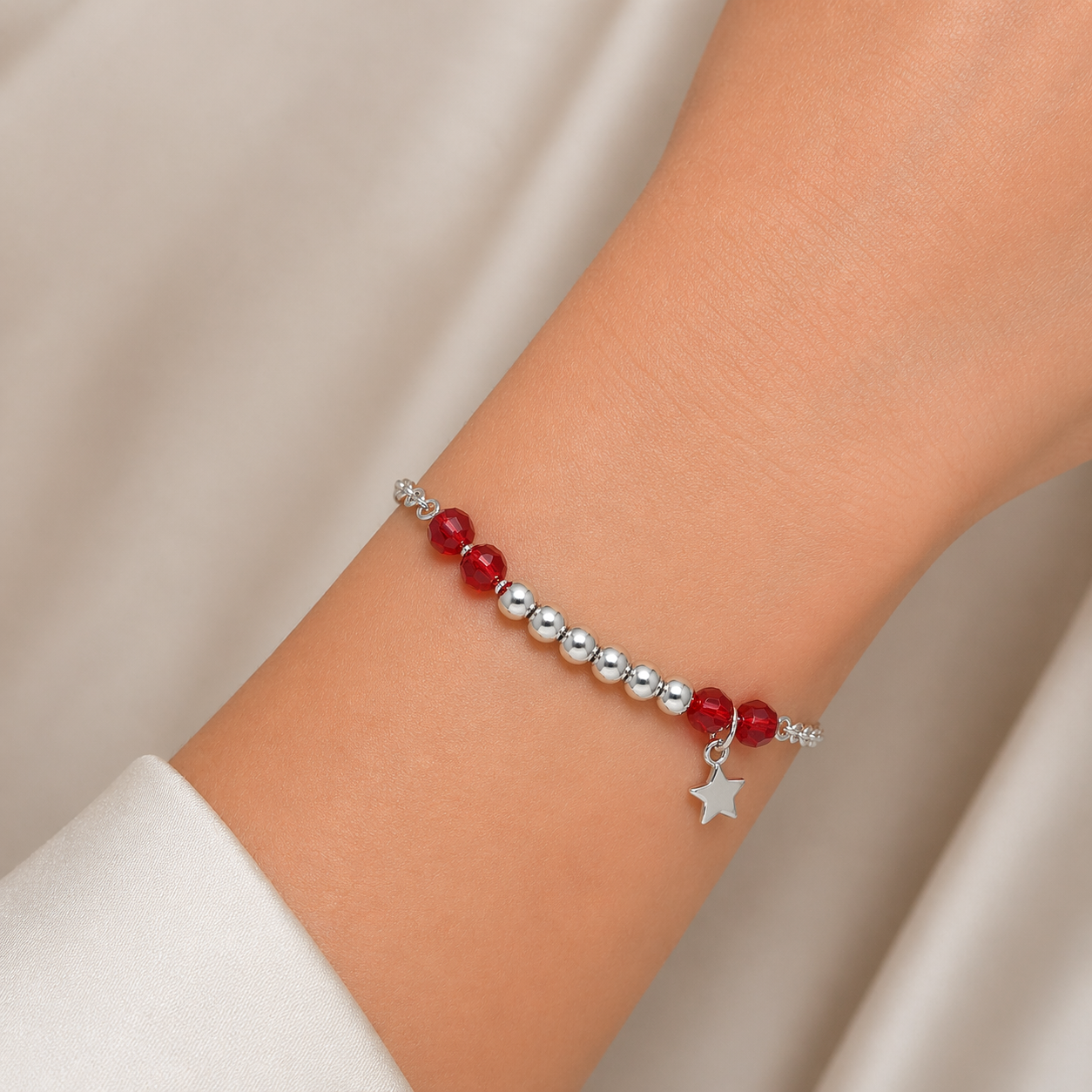 Pulsera Estrella Cristales Hecho con Swarovski® Rojo
