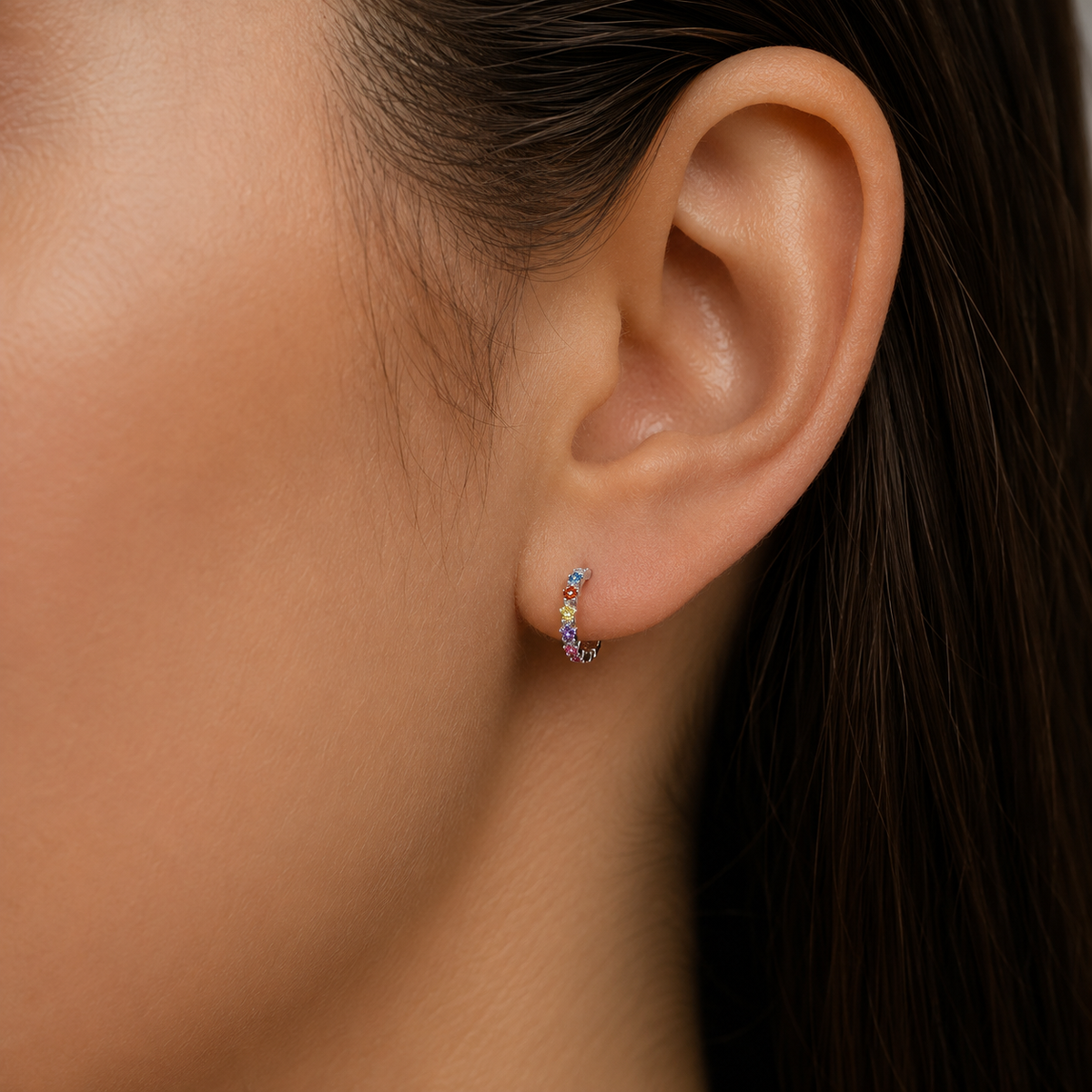 Semi Argolla Estrellas Circones Multicolor 19 mm