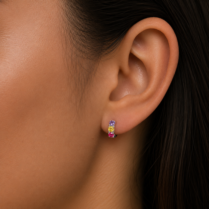 Argolla Huggie Circones Multicolor 10 mm