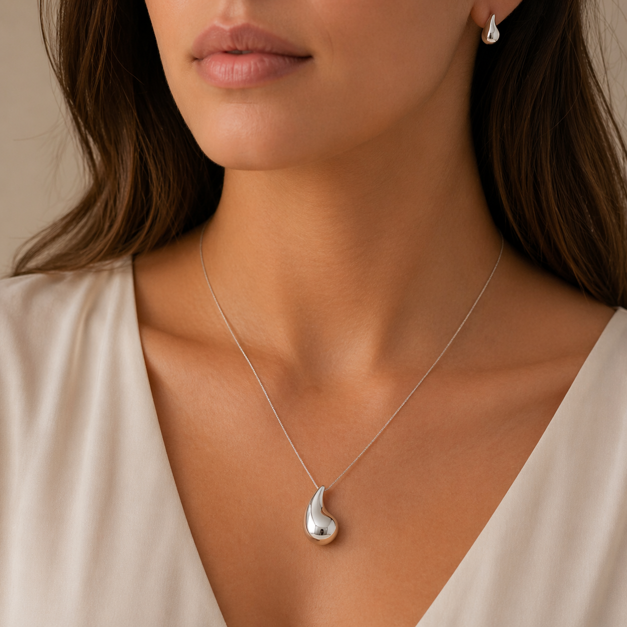 Set Collar y Aro Gota Chunky