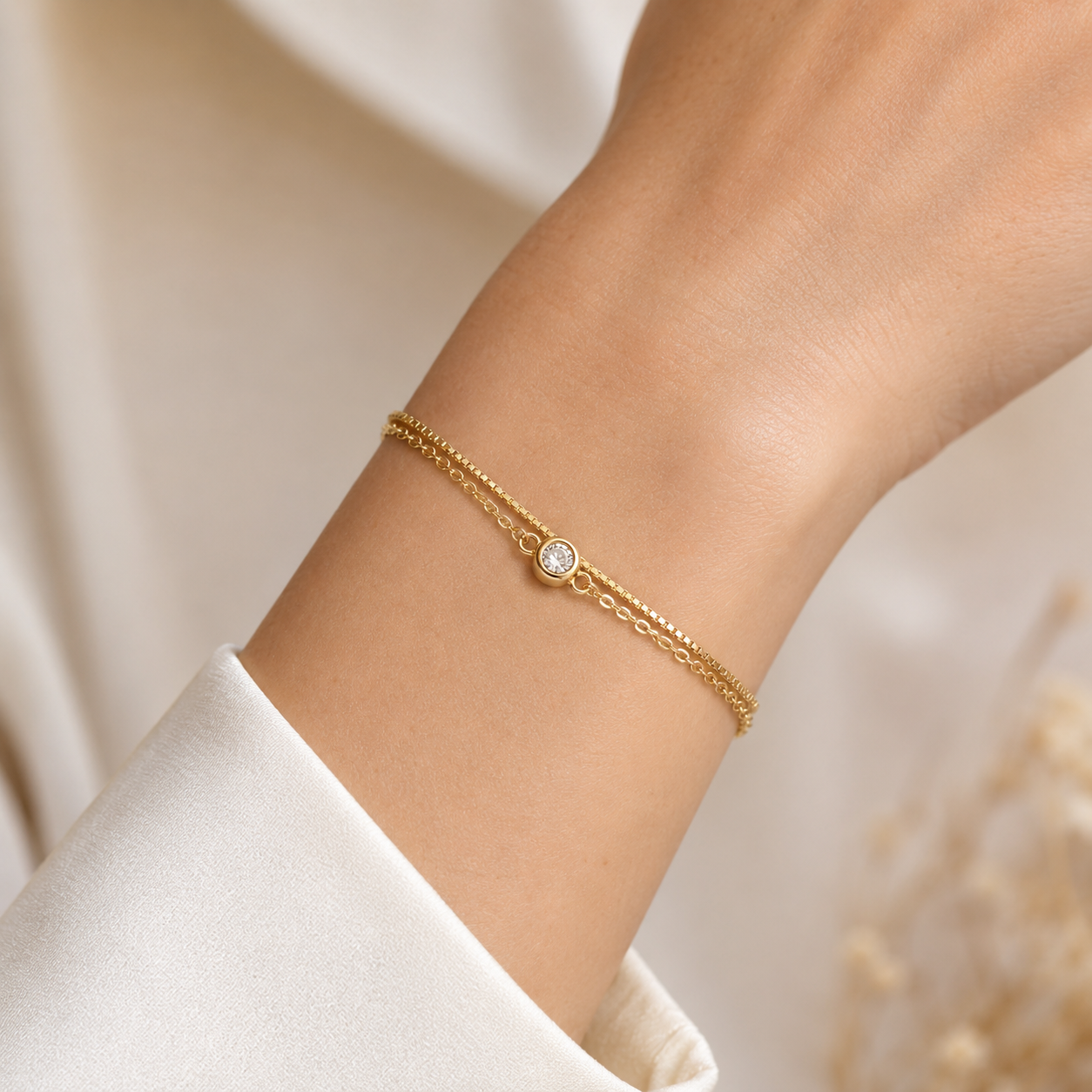 Pulsera Doble Tradicional Veneciana Circón