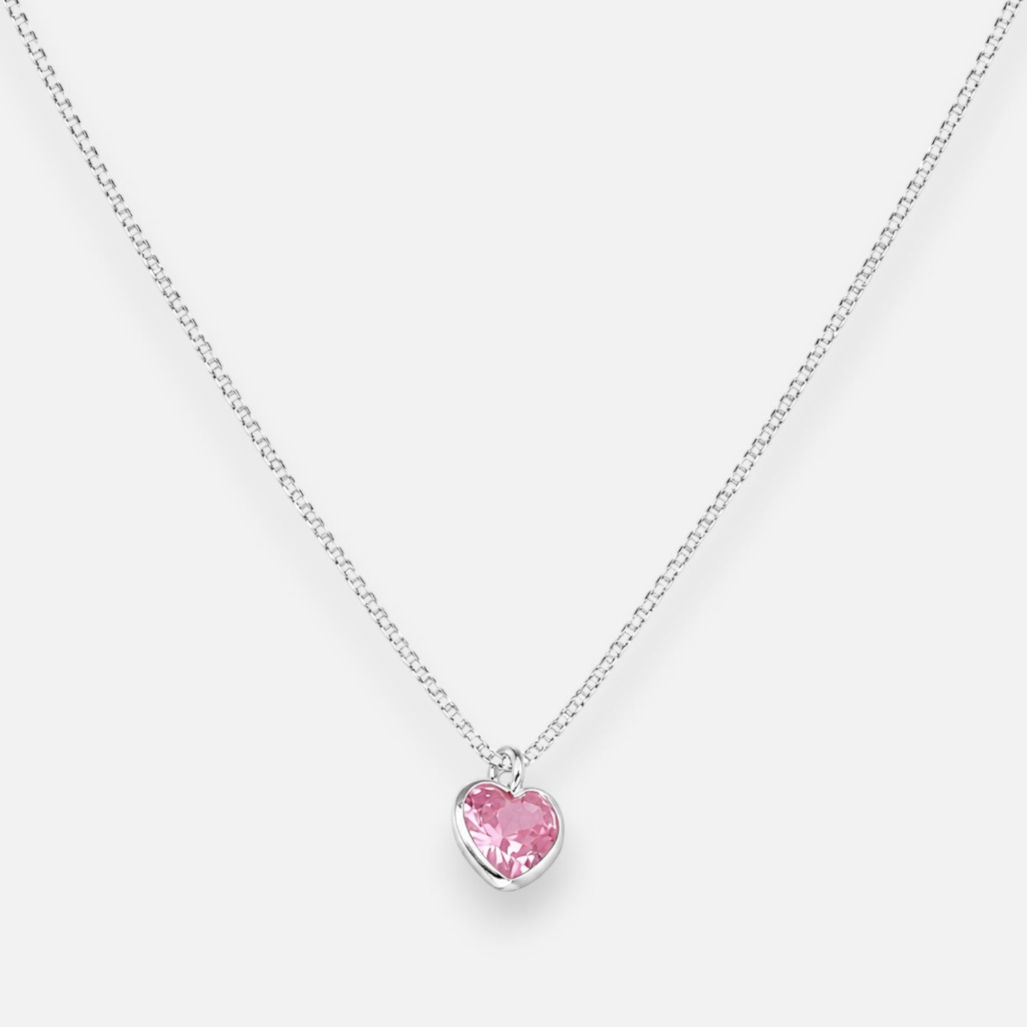 Collar Corazón Circón Punto de Luz Rosa Francia