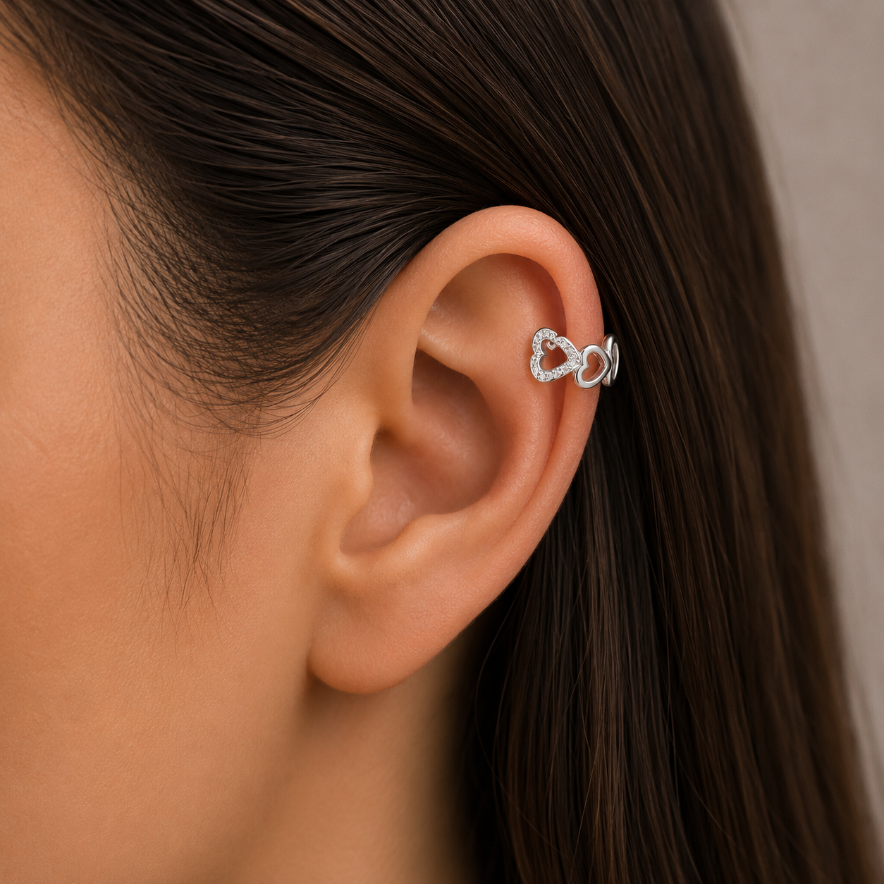 Aro Ear Cuff Corazones Circones