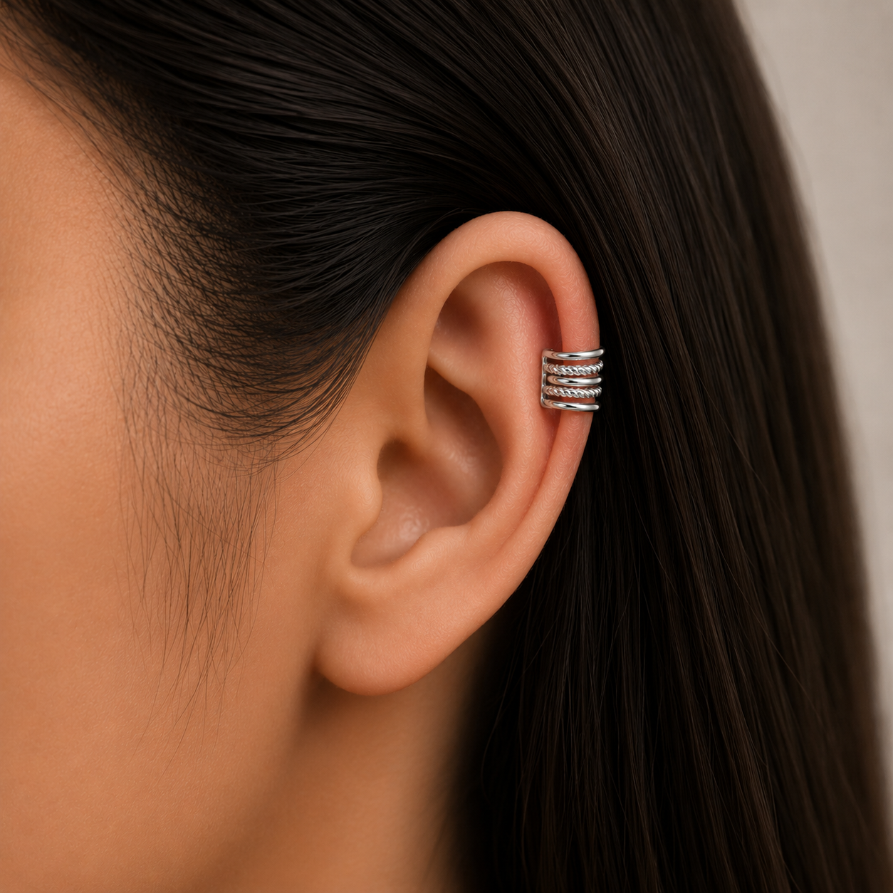 Aro Ear Cuff 5 Líneas Entorchado
