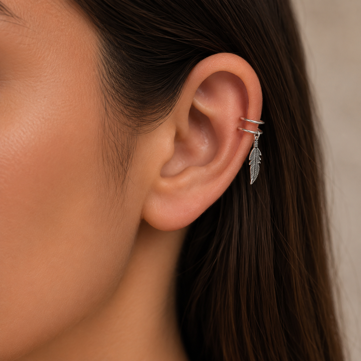 Aro Ear Cuff Pluma Valor Por Unidad