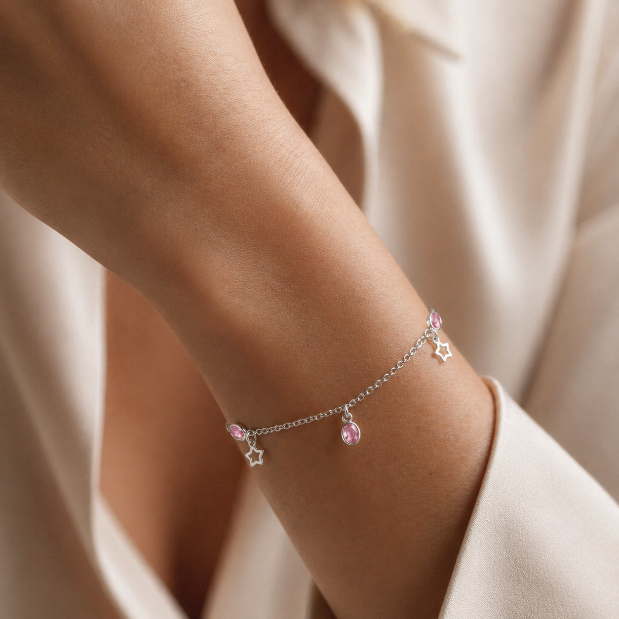 Pulsera Estrellas Circones Rosa Francia