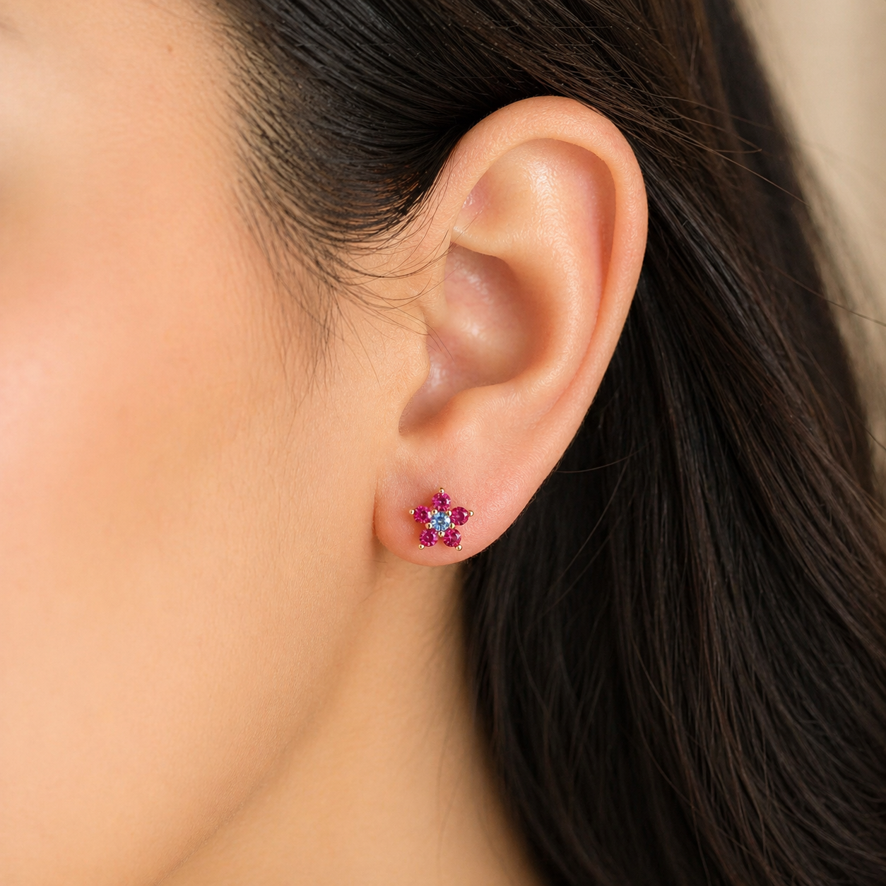 Aro Flor Circones Multicolor 7 mm