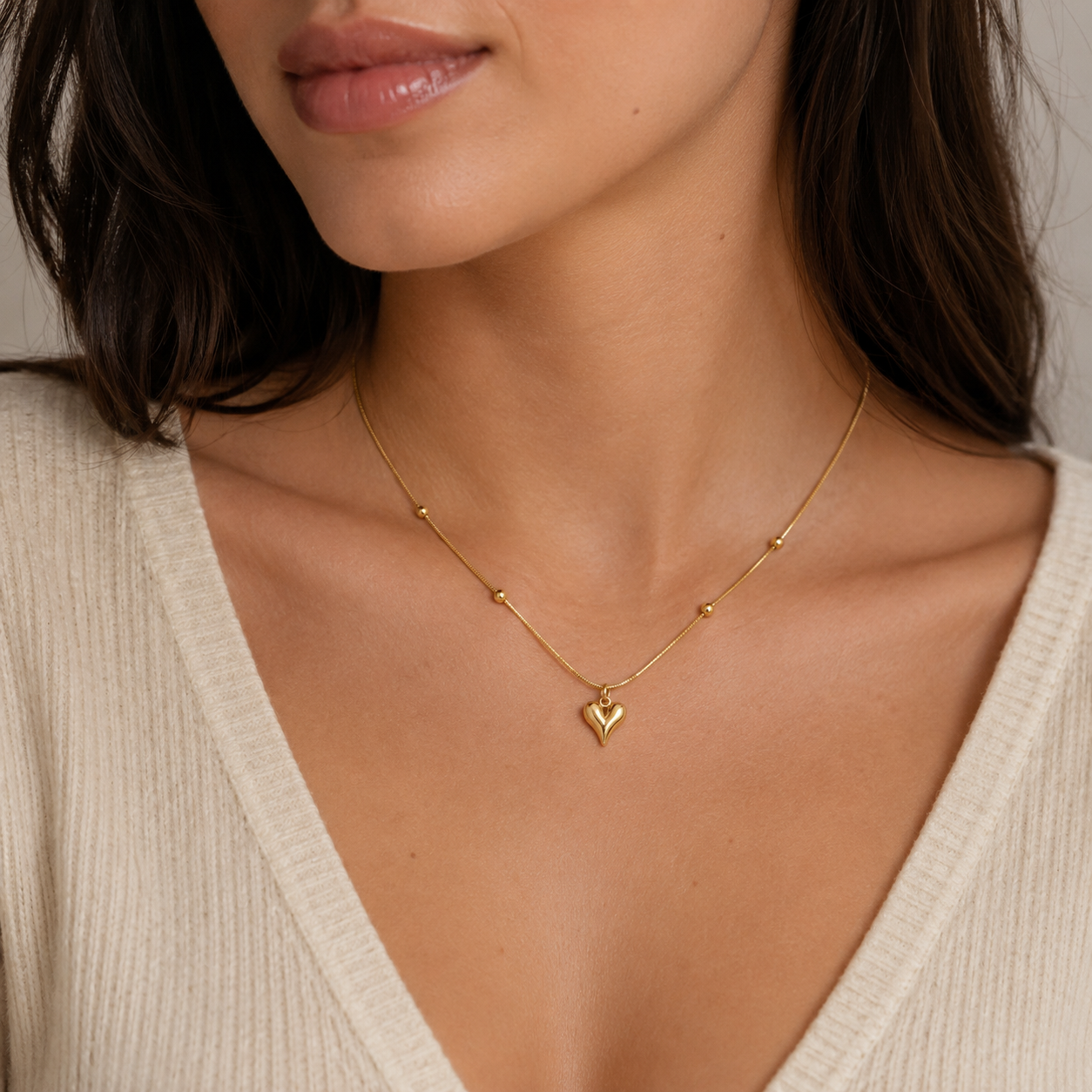 Collar Esferas Corazón Chunky