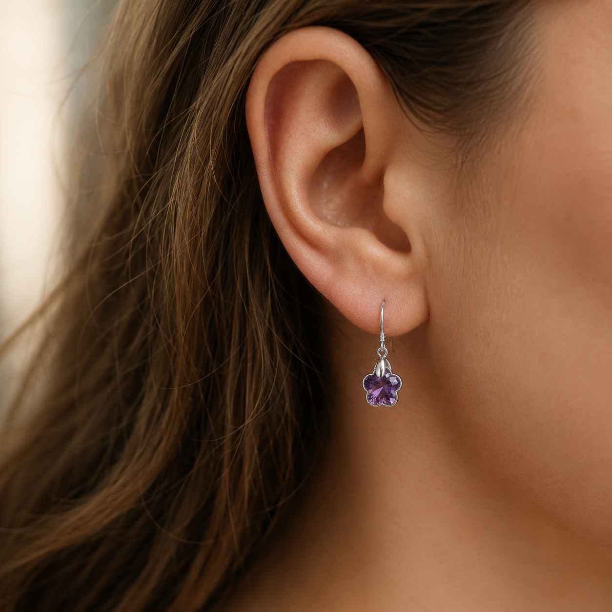 Aro Flor Cristal Hecho con Swarovski® Lila 10 mm