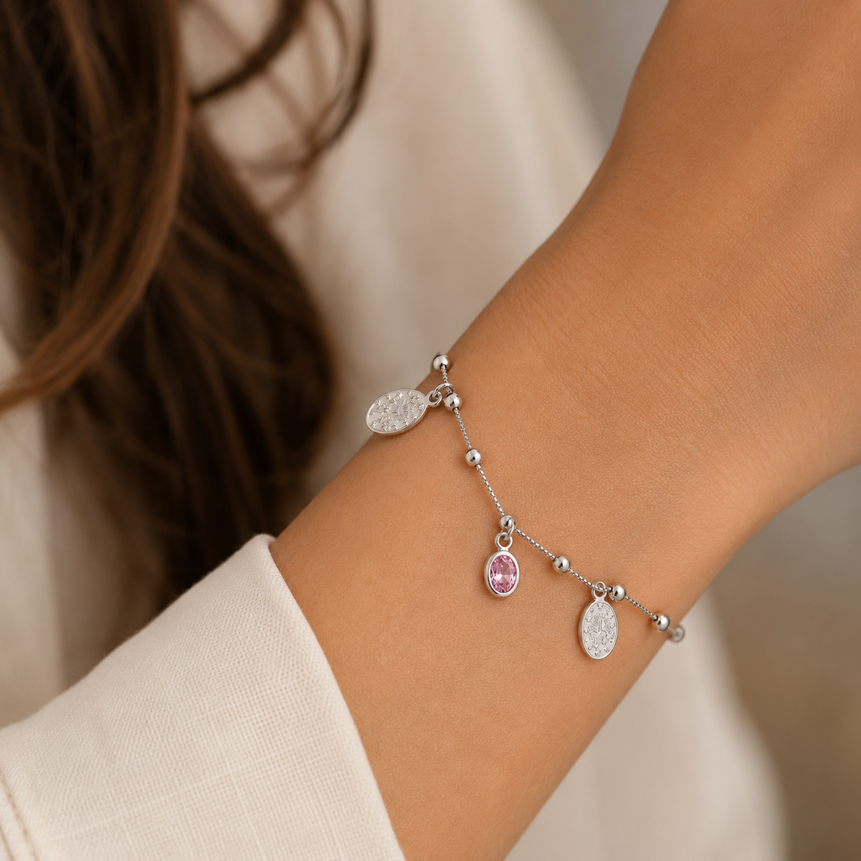 Pulsera Virgen de los Rayos Milagrosa Circones Rosa Francia