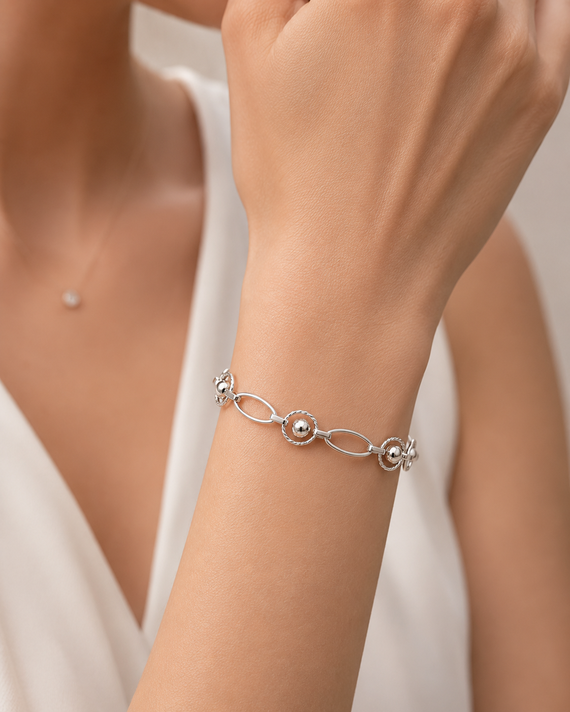 Pulsera Óvalos Círculos Entorchados Esferas