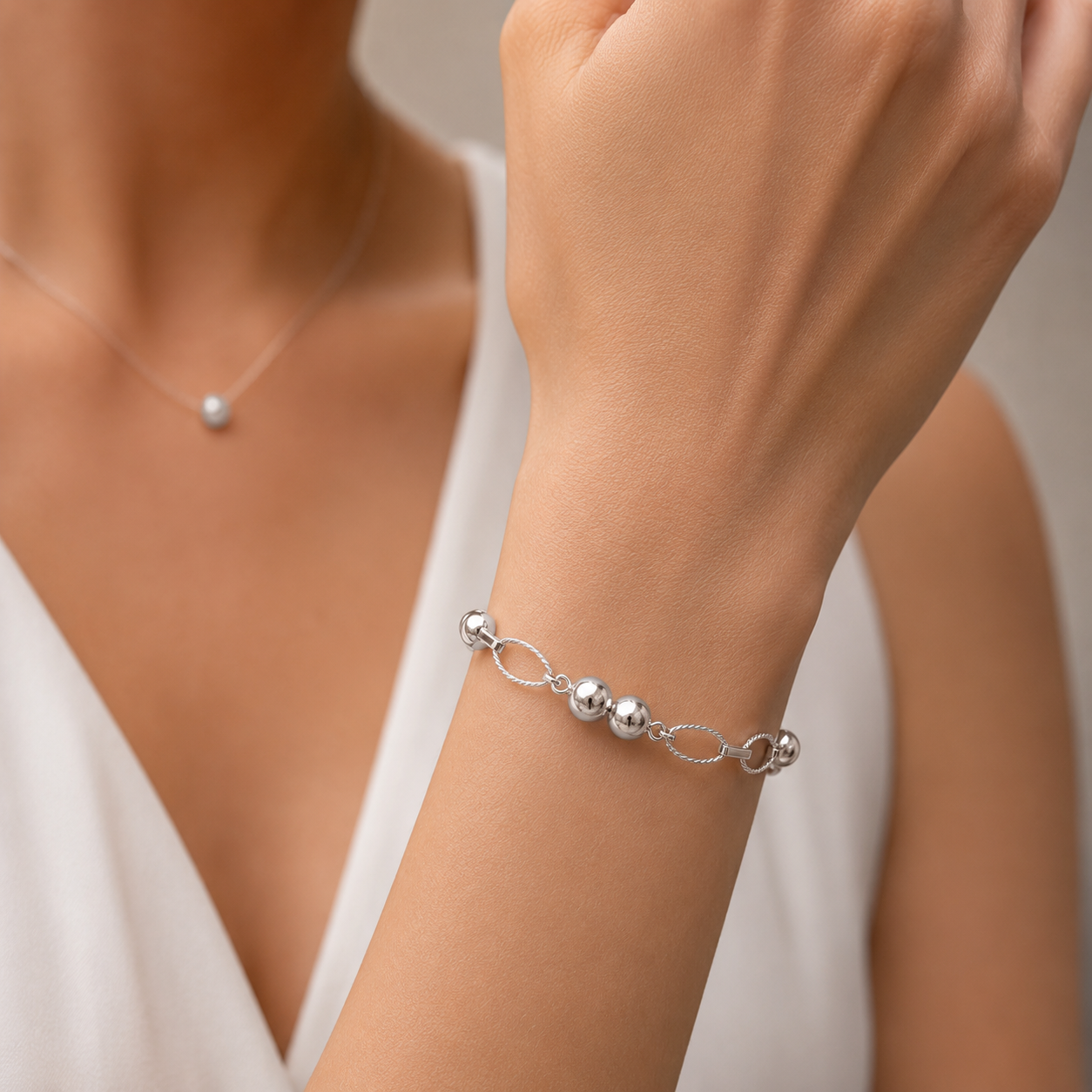 Pulsera Media Esfera Rombos Entorchados
