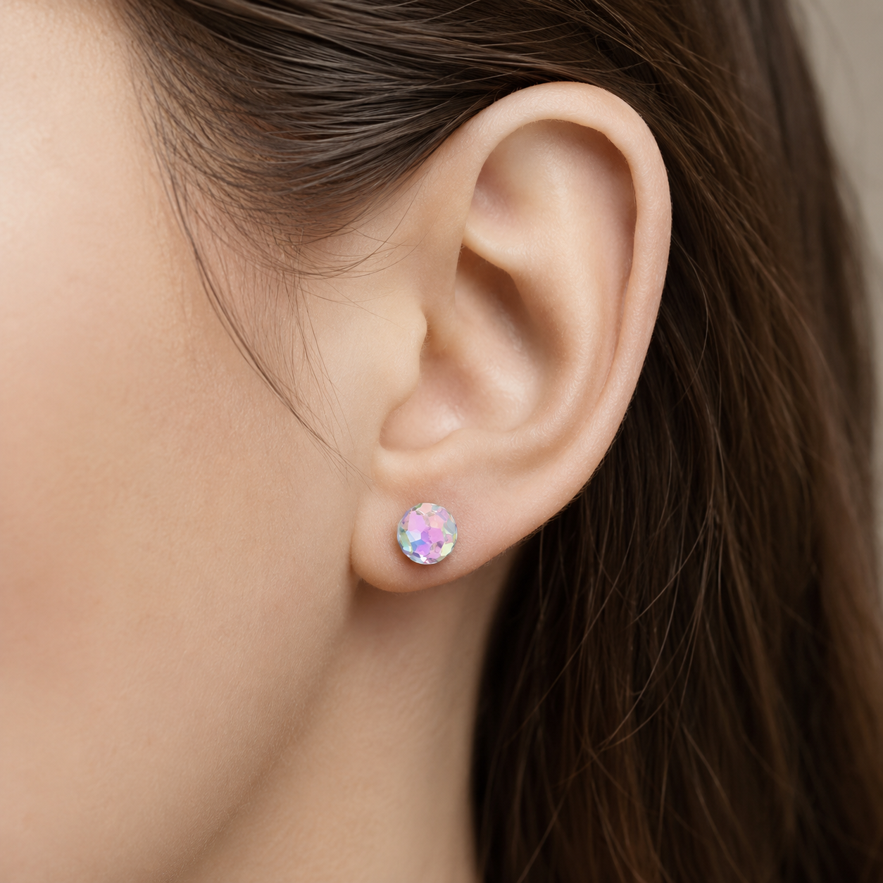 Aro Esfera Cristal Facetado Hecho con Swarovski® Tornasol 8 mm