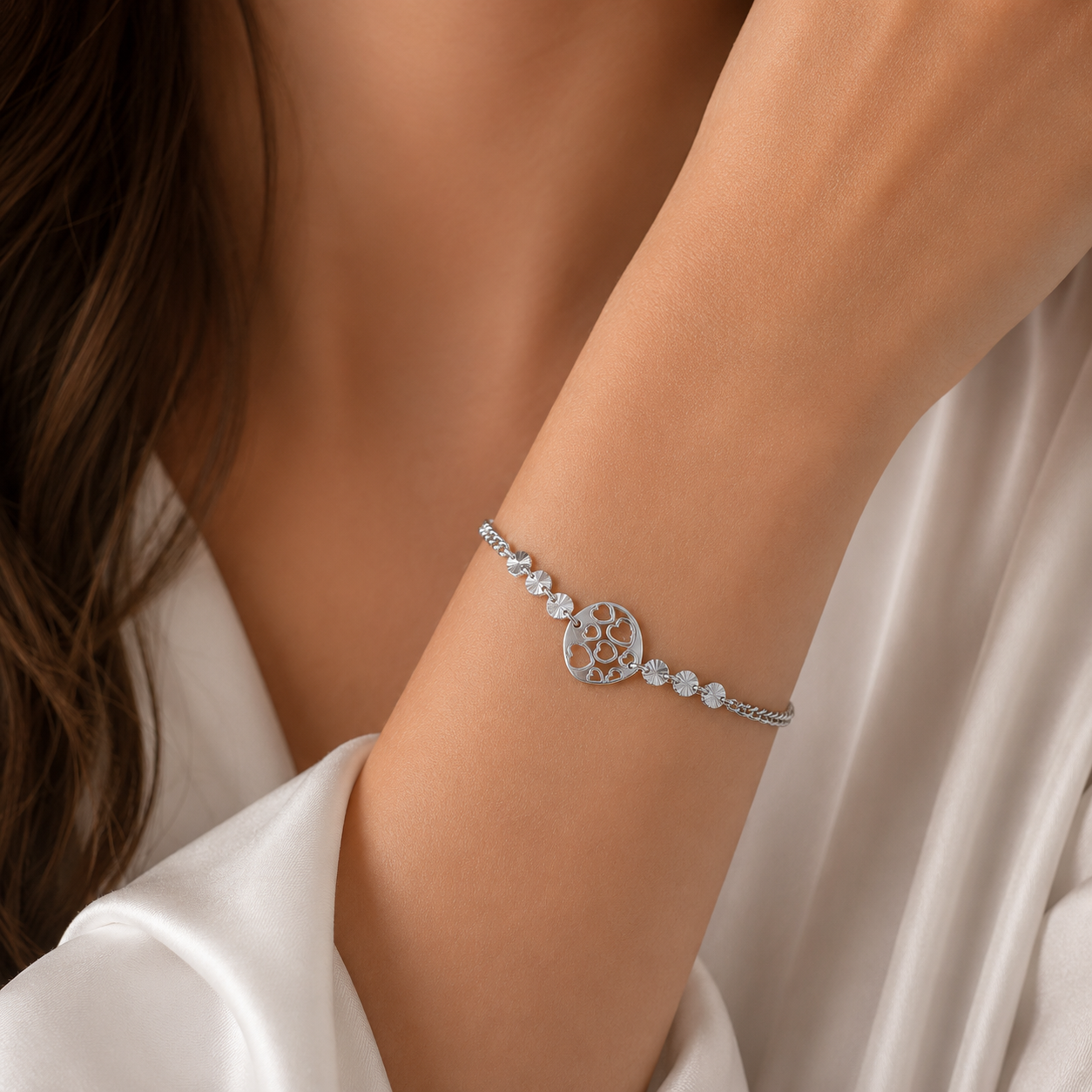 Pulsera Corazón Círculos Facetados