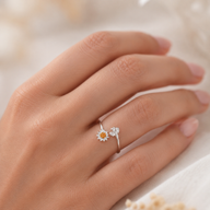 Anillo Ajustable Abeja Flor Margarita Circones Granate Naranja