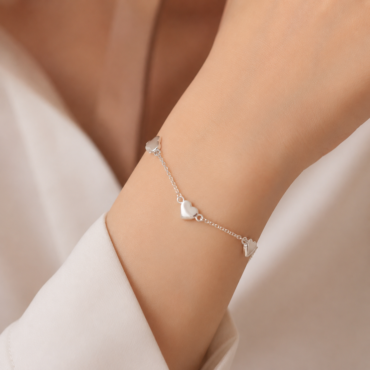 Pulsera Corazones de Plata