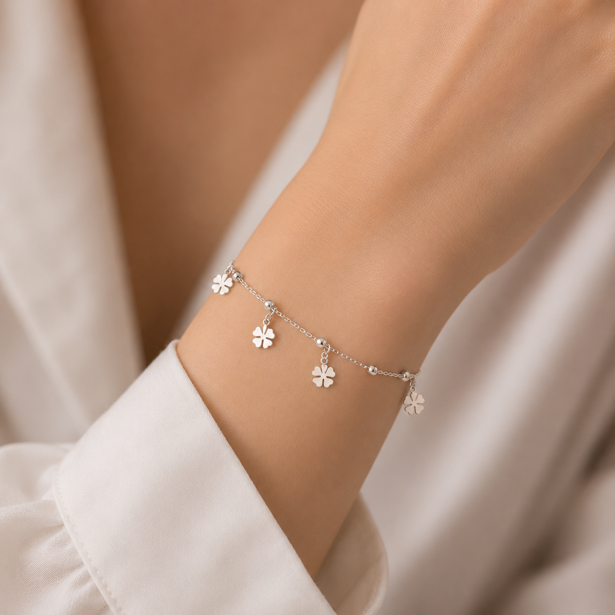 Pulsera Trébol 4 Hojas Esferas