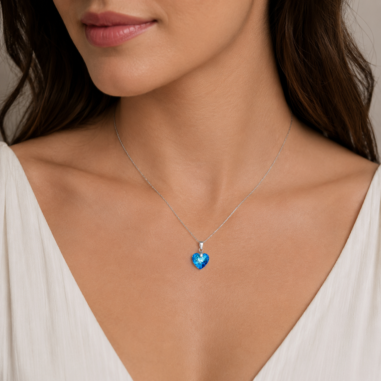 Colgante Corazón Hecho con Cristal Swarovski® Azul