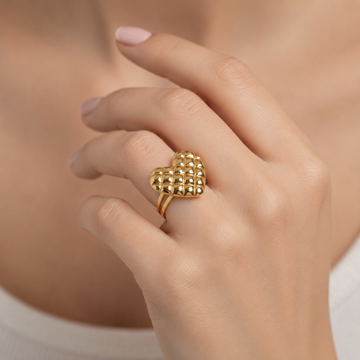Anillo Ajustable Corazón Chunky