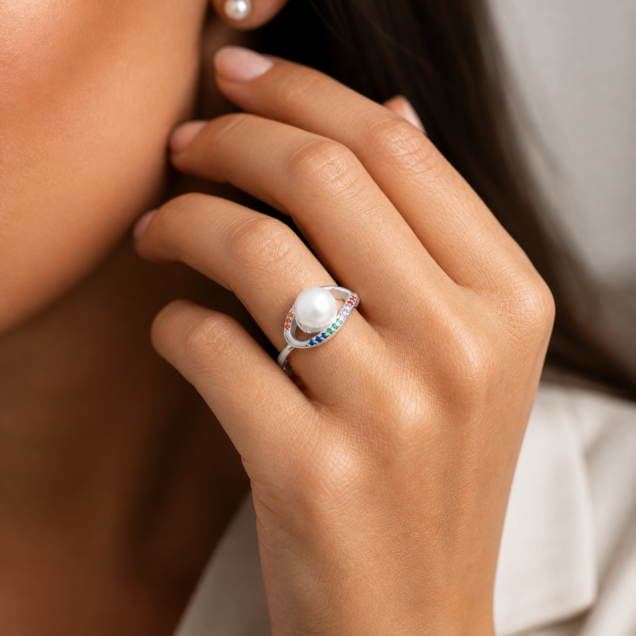 Anillo Gota Perla Circones Multicolor