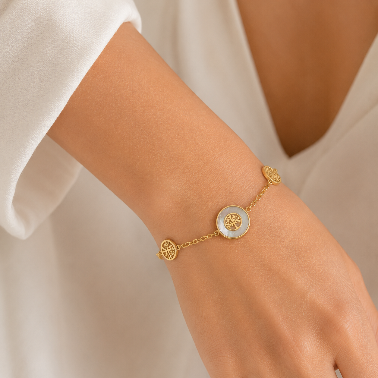 Pulsera Árbol de la Vida Nácar