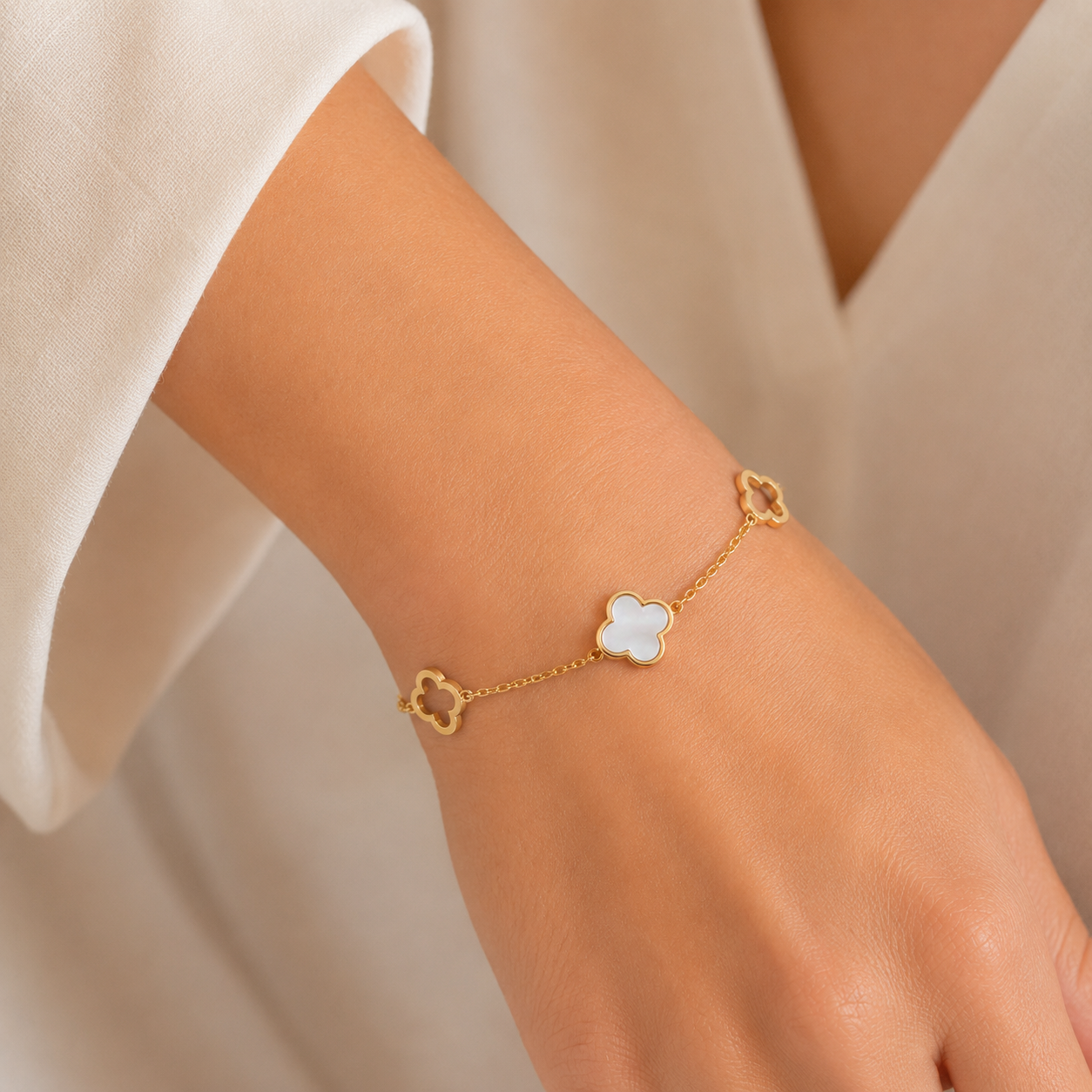 Pulsera Flores Nácar