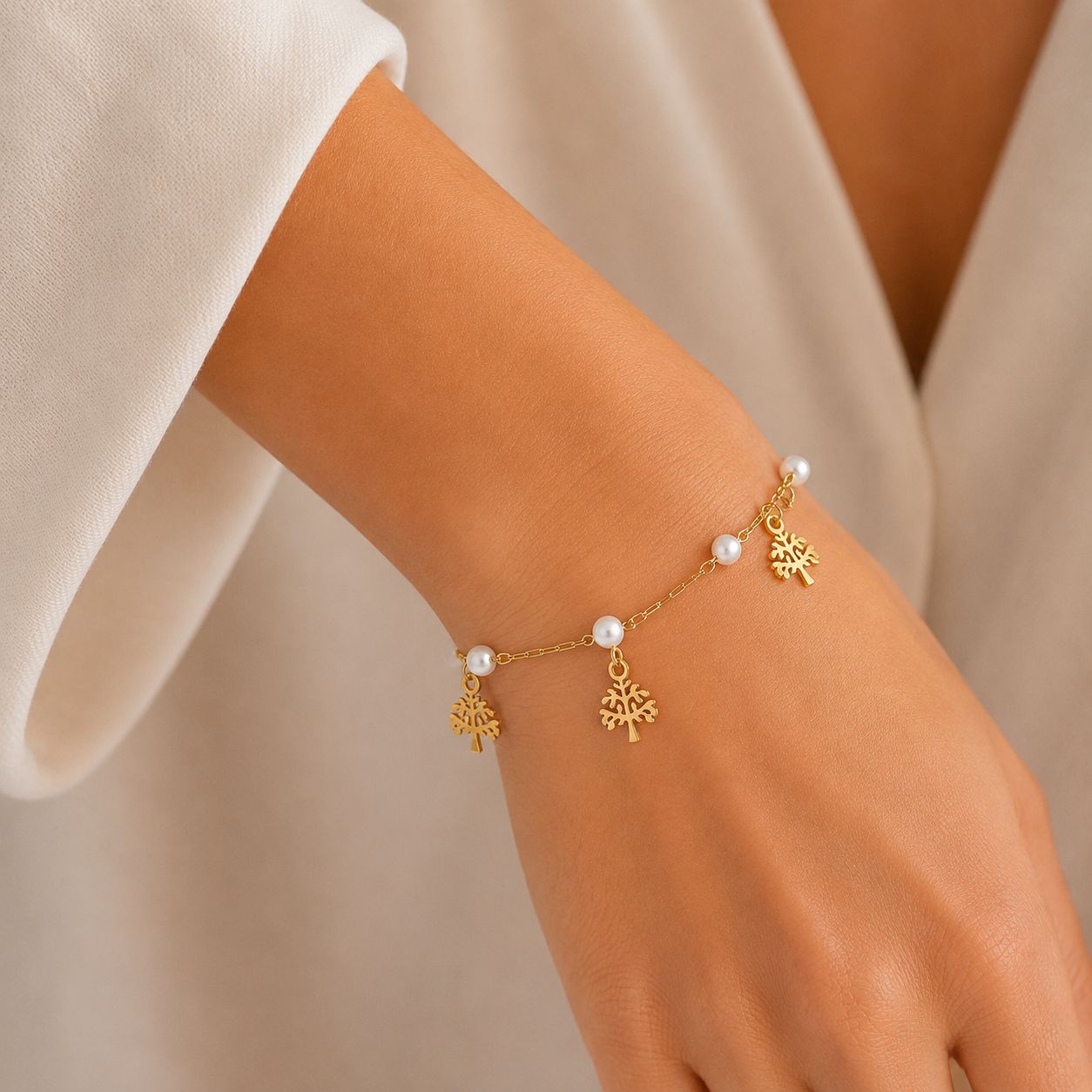 Pulsera Corazones Perlas
