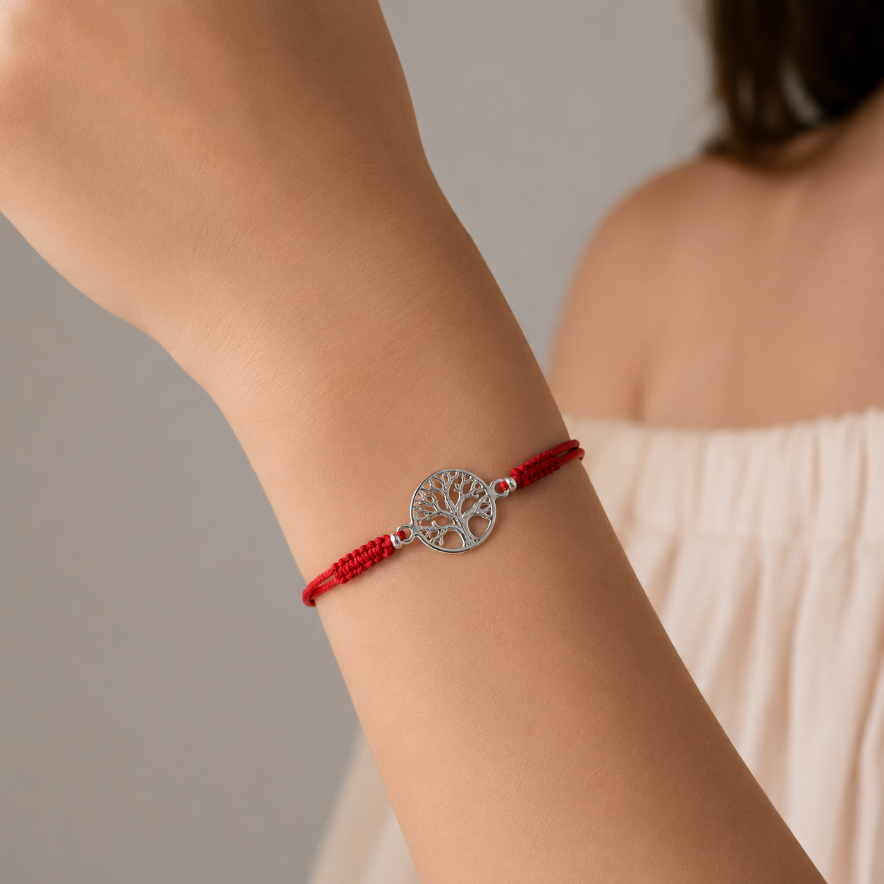 Pulsera Hilo Rojo Ajustable Árbol de la vida