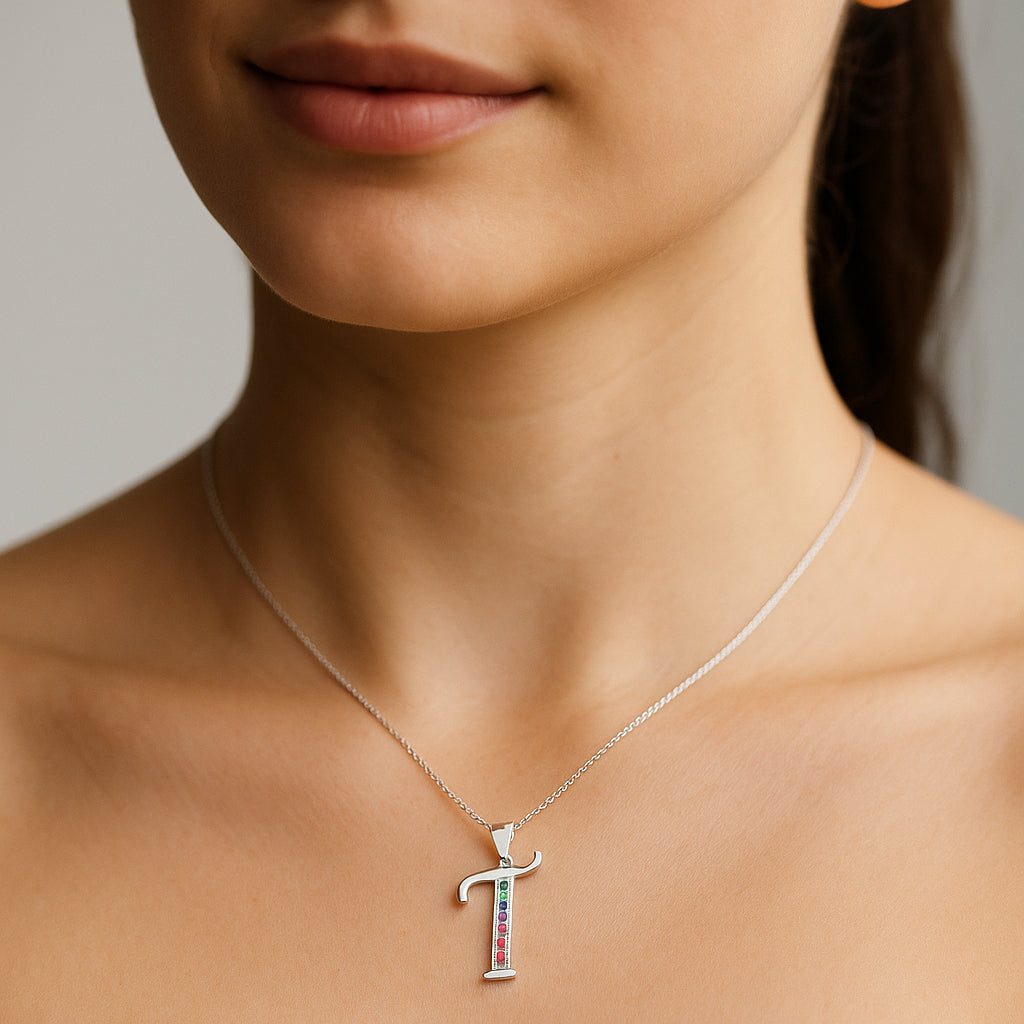 Colgante Letra T con Circones Multicolor