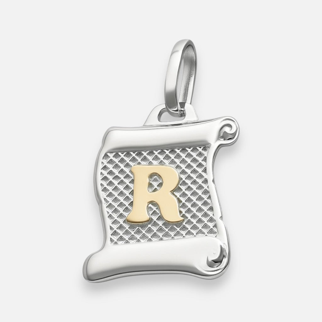 Colgante Pergamino Letra R en Oro