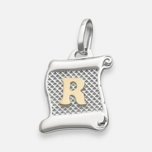 Colgante Pergamino Letra R en Oro